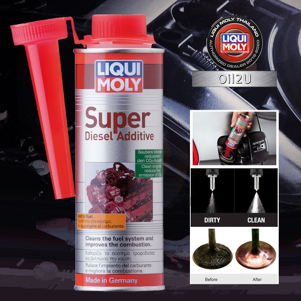 ราคาและรีวิวส่งฟรี  น้ำยาล้างหัวฉีด และ วาล์ว เครื่องยนต์ ดีเซล Liqui Moly Super Diesel Additive 250 ml.  Oil2U