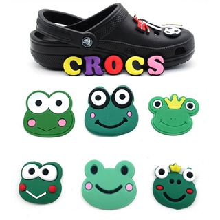 ใหม่ จี้การ์ตูนกบน่ารัก วัสดุ PVC สําหรับตกแต่งรองเท้าแตะ Crocs DIY