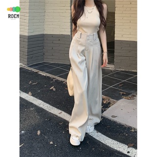 NINI [early autumn limit] high waist hot pants loose suit pants new vertical straight casual pants womens wide leg mop long pants