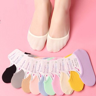 สินค้า Women Soft Elastic Ankle Boat Socks Invisible Non-Slip Liner Low Sock Breathable