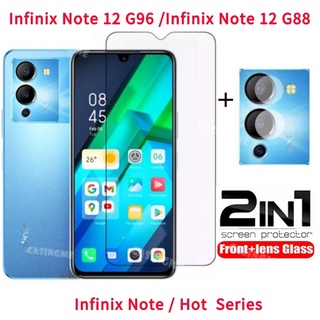 2 in 1 ฟิล์มกระจกนิรภัยกันรอยหน้าจอ เลนส์ด้านหลัง สําหรับ Infinix Note 12 G96 G88 VIP Hot 11 11S 10 9 Play