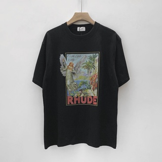 เสื้อยืดผู้ชาย90 - RH LIMITED RHUDE ลําลองฮิปฮอปแองเจิลพิมพ์เสื้อยืดแขนสั้น