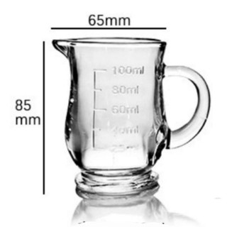 ถ้วยตวงแก้ว มีสเกล 100  ml มีหูจับ