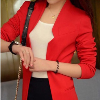 FB เสื้อสูทผู้หญิงแฟชั่นใส่ทำงานเข้ารูป สไตล์เรียบหรู 5 size S/M/L/XL/XXL รหัส 1860-สีแดง