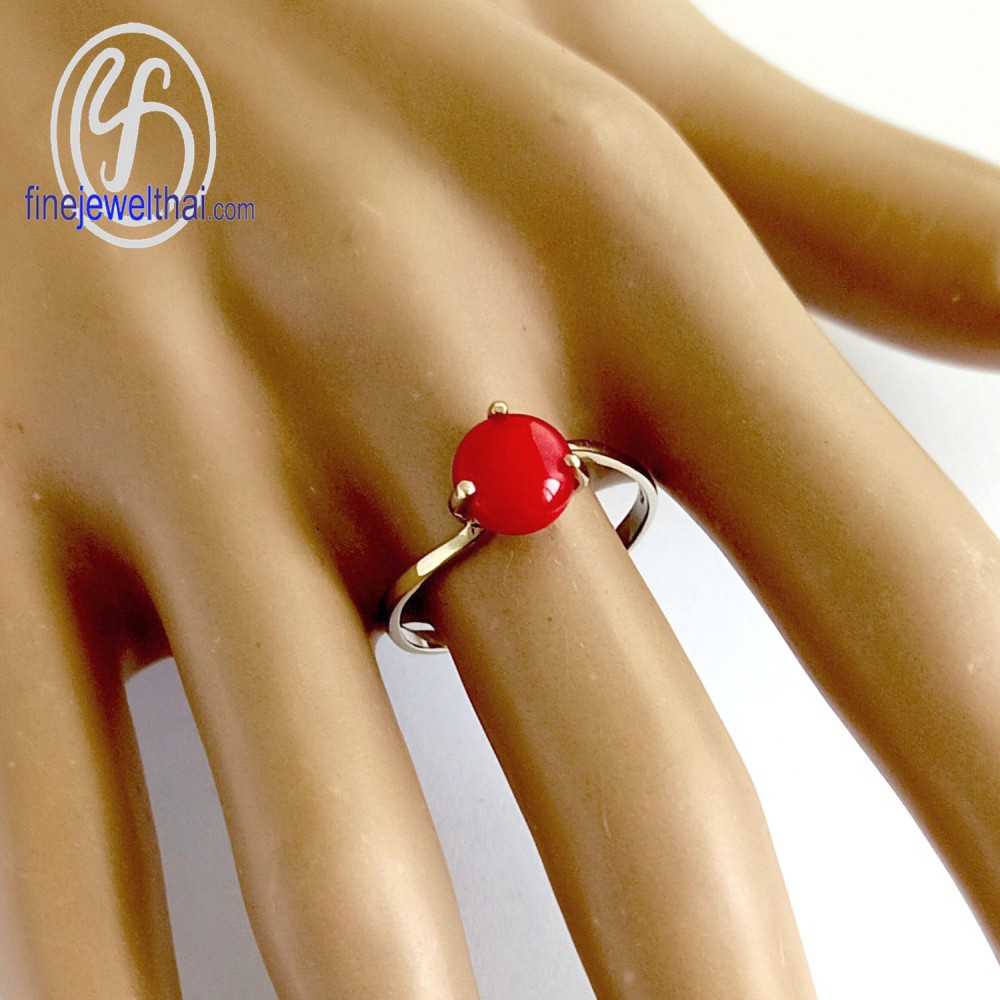 finejewelthai-แหวนประการัง-แหวนเงินแท้-ชุบทอง-coral-silver-gold-ring-r1016cr-g