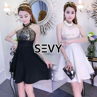 Sevy Strap Sexy Sweet Embroidered Lace Mini Dress