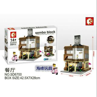 เลโก้จีน Sembo block (( SD6700 ))
🍽🍽 ชุด Restaurant ภัตตาคาร 🍽🍽
กล่องใหญ่ 355 ชิ้น มีไฟ