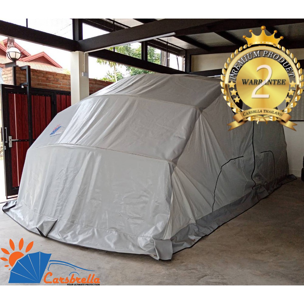 โรงจอดรถสำเร็จรูปพับเก็บได้-carsbrella-รุ่น-halfmoon-size-s-สำหรับจอดรถยนต์ขนาดเล็ก-กลาง