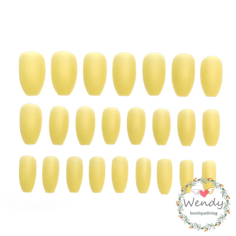 high-quality-full-cover-press-on-nails-matte-yellow-pure-acrylic-frosted-ballerina-fake-nails-for-women-and-girls