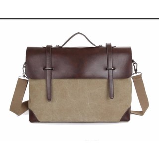 กระเป๋าสะพายข้าง วินเทจ Casual Messenger Bag (สีน้ำตาลอ่อน)