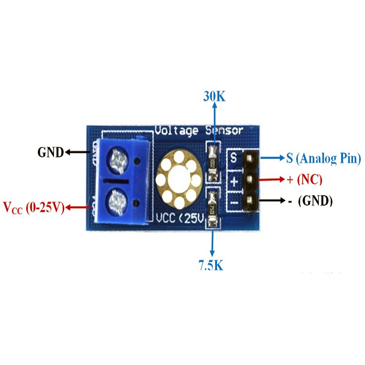 Voltage Meter Sensor Module มอดูล วัด แรงดันไฟฟ้า 0-24 โวลต์ | Shopee ...
