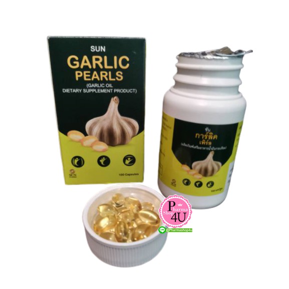 ภาพสินค้าSun Garlic pearls บรรจุ 100 แคปซูล น้ำมันกระเทียม กระเทียมสกัด กระเทียมเม็ด ช่วยลดความดัน ไขมัน ปลอดภัย จากร้าน p4ushop บน Shopee ภาพที่ 4