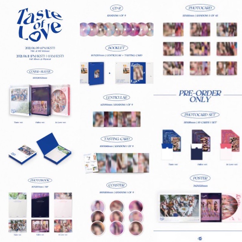 ภาพสินค้า(พร้อมส่ง)​ อัลบั้ม TWICE Taste Of Love  ทไวซ์/ Photocard set (preorder gift) จากร้าน seesom_kpop บน Shopee ภาพที่ 1
