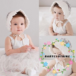 หมวก ปักลายลูกไม้ สีขาว สำหรับเด็กทารก ปรับขนาดได้