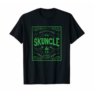 เสื้อยืดผ้าฝ้ายพิมพ์ลายขายดี เสื้อยืดผ้าฝ้าย 100% พิมพ์ลาย Skuncle Uncle Smells Like Weed Cannabis 420 สไตล์ฮิปฮอป