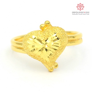 สินค้า OJ GOLD แหวนทองแท้ นน. ครึ่งสลึง 96.5% 1.9 กรัม หัวใจ ขายได้ จำนำได้ มีใบรับประกัน แหวนทอง