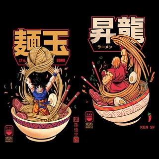ญี่ปุ่น Ukiyo-e เสื้อยืดข้อต่อ Dragon Ball Monkey King Street Fighter เสื้อแดงและลมรอบ street แฟชั่นแขนสั้นผู้ชาย