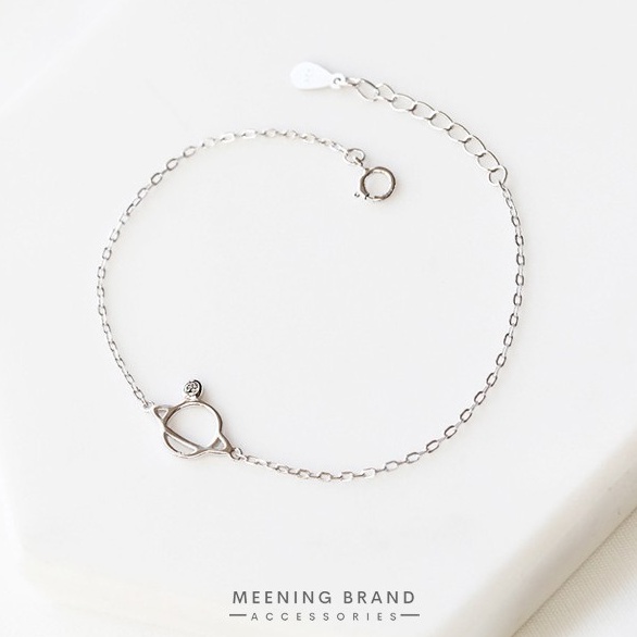 ราคาและรีวิวMeeningBrand  สร้อยข้อมือเงิน SATURN DIAMOND