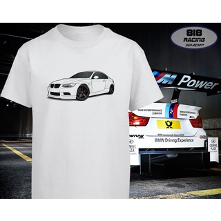 เสื้อยืดผ้าฝ้ายพิมพ์ลายขายดี สตรีทแฟชั่น เสื้อยืด Racing Sport Cars [สีขาว] [BMW] [SET 1]คอกลม