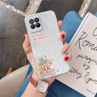 2021 New เคสโทรศัพท์ Realme 8 5G 4G Casing Cute Cartoon Bear Silicone Colorful Cherry Blossoms Back Cover เคส Realme8 5G Phone Case