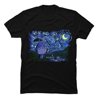 เสื้อยืดลําลอง แขนสั้น พิมพ์ลาย Van Starry Night Totoro สําหรับผู้ชายS-5XL