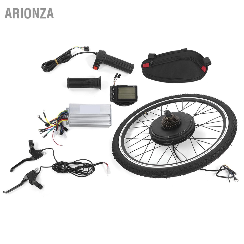 arionza-ชุดแปลงจักรยานไฟฟ้า-ชุดดุมล้อหลัง-มอเตอร์ดุมล้อ-ยางไนล่อน-ก้านเบรก-พร้อมจอ-lcd-มิเตอร์-26-นิ้ว