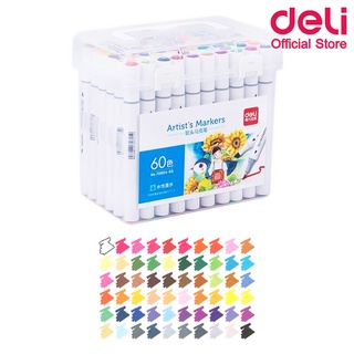 ภาพขนาดย่อของสินค้าDeli 70804-60 Felt Pen Marker 60 Colors ชุดปากกามาร์กเกอร์ 2 หัว 60 สี มาร์กเกอร์ ปากกาสี สีวาดรูป อุปกรณ์วาดรูป ปากกา