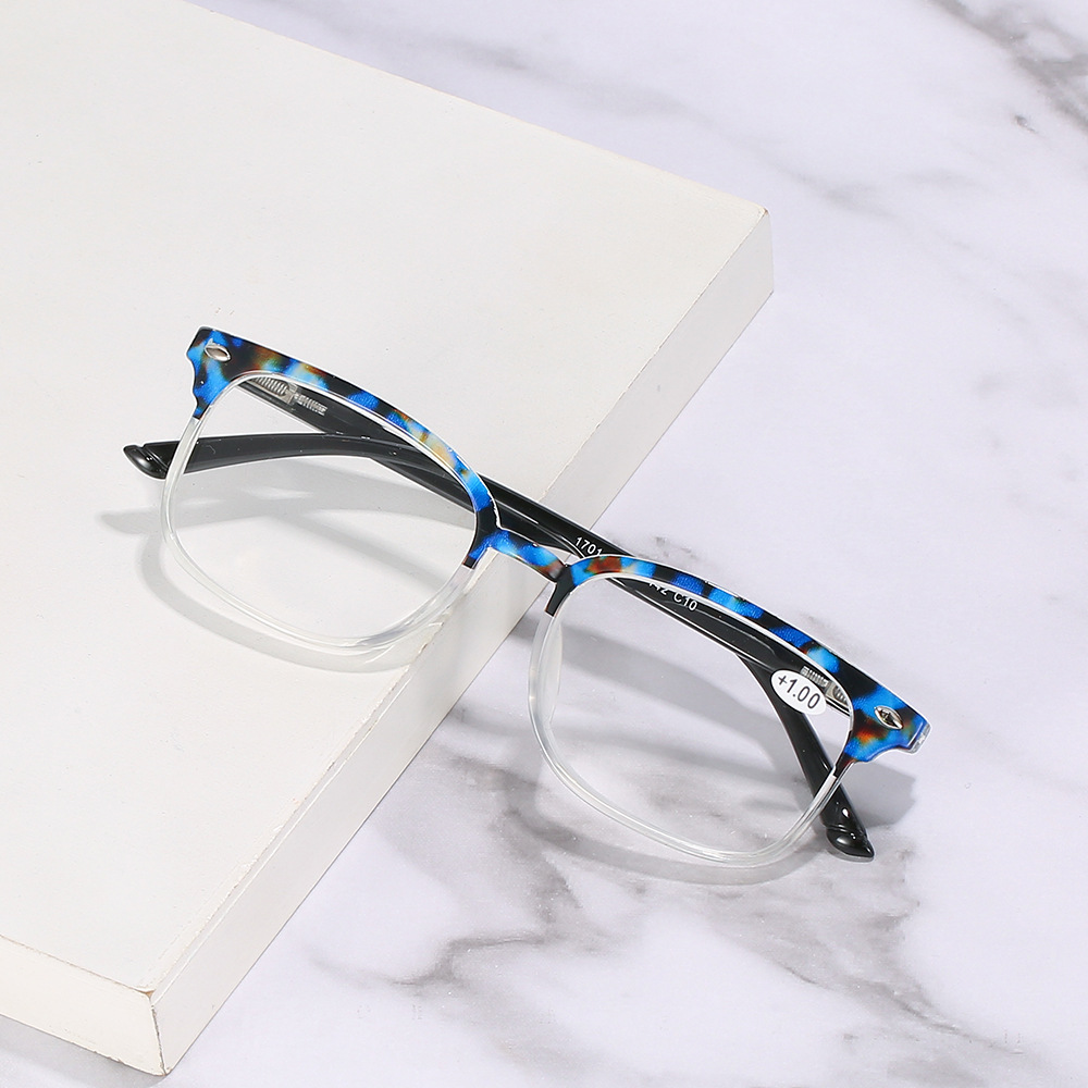 แว่นอ่านหนังสือแฟชั่นป้องกันแสงสีฟ้าสำหรับผู้หญิง-แว่นอ่านหนังสือเทรนด์ลายเสือดาว