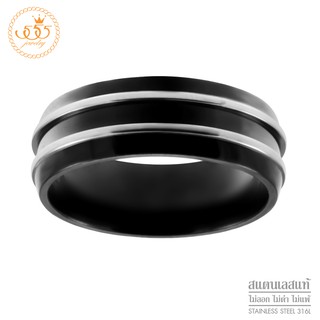 555jewelry แหวนสแตนเลส สตีล สีทูโทน สไตล์มินิมอล รุ่น 555-R008 - แหวนผู้ชาย แหวนแฟชั่น แหวนแฟชั่นชาย (HVN-R2)