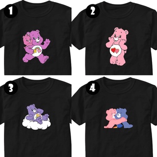 สีดํา T057 CARE BEARS เสื้อยืดกราฟิกวินเทจที่กําลังมาแรงสุดเจ๋งฟรีเสื้อยืดขนาดใหญ่สําหรับผู้ชาย SOB