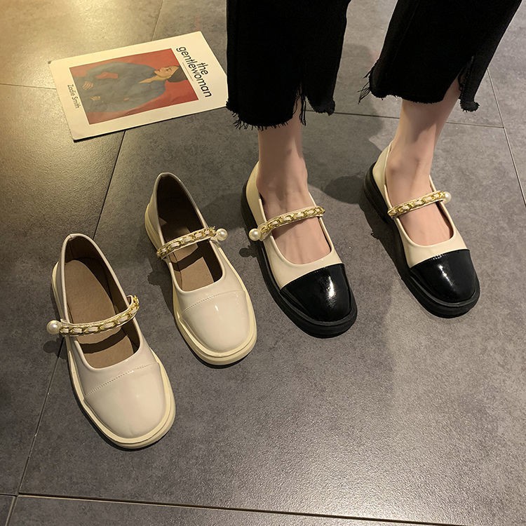 ภาพหน้าปกสินค้าส่งจากไทย ย้อนยุคแมรี่เจนหญิงฤดูใบไม้ผลิร้อนสไตล์อังกฤษสไตล์ญี่ปุ่นรองเท้า jk 2021 ใหม่รองเท้าหนังขนาดเล็กที่มีกระโปร