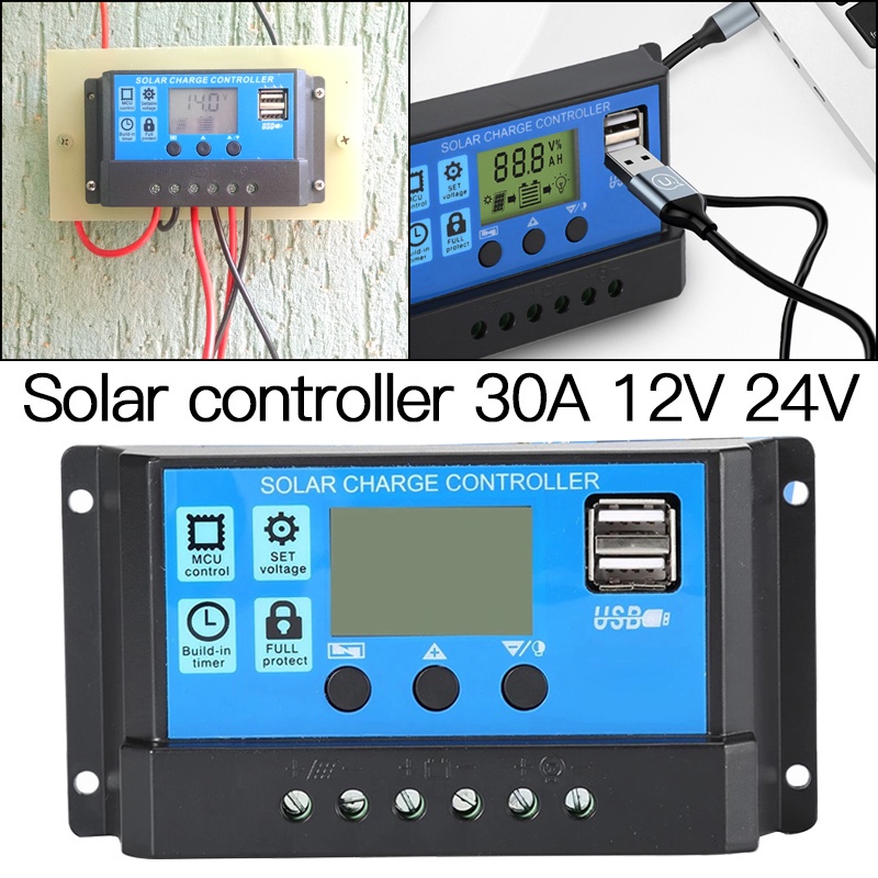 solar-charger-โซล่าชาร์เจอร์-pwm-30a-12v-24v-เครื่องชาร์จแบตเตอรี่พลังงานแสงอาทิตย์-จอแสดงผล-lcd-solar-panel-regulator