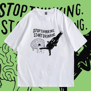 (🔥พร้อมส่งเสื้อเฮีย🔥)เสื้อ stopdrinking 100% ผ้าดีมากก มีขาวและดำ  ทั้งทรงปกติและ OVERSIZE 63