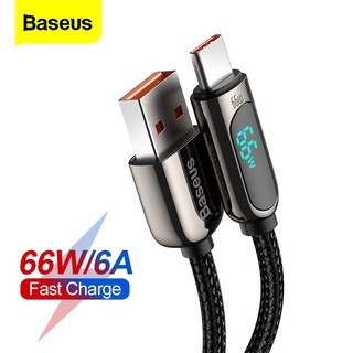 Baseus 66W LED USB Type C Cable 6A Fast Charging Charger Wire Cord Data USBC Phone Cable