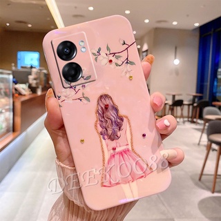 ใหม่ เคสโทรศัพท์มือถือนิ่ม OPPO A57 A76 A96 4G A77 5G 2022 New Phone Cell Case Bling Soft Girl Back View Flower Handphone Casing Glitter Lovely Cartoon Back Cover OPPOA77 OPPOA57
