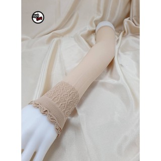 ภาพขนาดย่อของสินค้า(1คู่) ปลอกแขนกันแดด ปลอกแขนผู้หญิง ปลอกแขนผ้ายืด ปลอกแขนสำหรับมุสลิม ขอบดอกไม้ เนื้อบางเบา ใส่สบาย ความยาว 19 นิ้ว