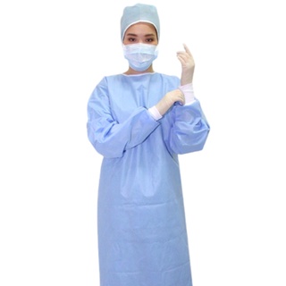 เสื้อกาวน์ผ่าตัดปลอดเชื้อ Surgical Gown SMMMS+ Reinforce สีน้ำเงิน ฟ้า