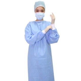 เสื้อกาวน์ผ่าตัดปลอดเชื้อ Surgical Gown SMMMS+ Reinforce สีน้ำเงิน ฟ้า