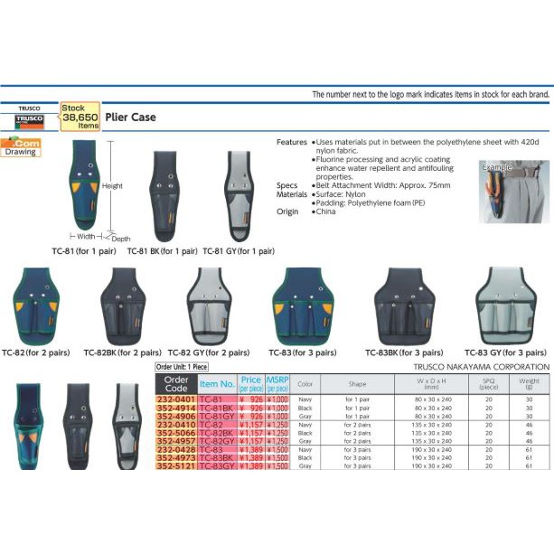 trusco-tc-83bk-352-4973-pliers-case-กระเป๋าเครื่องมือ-คาดเอว