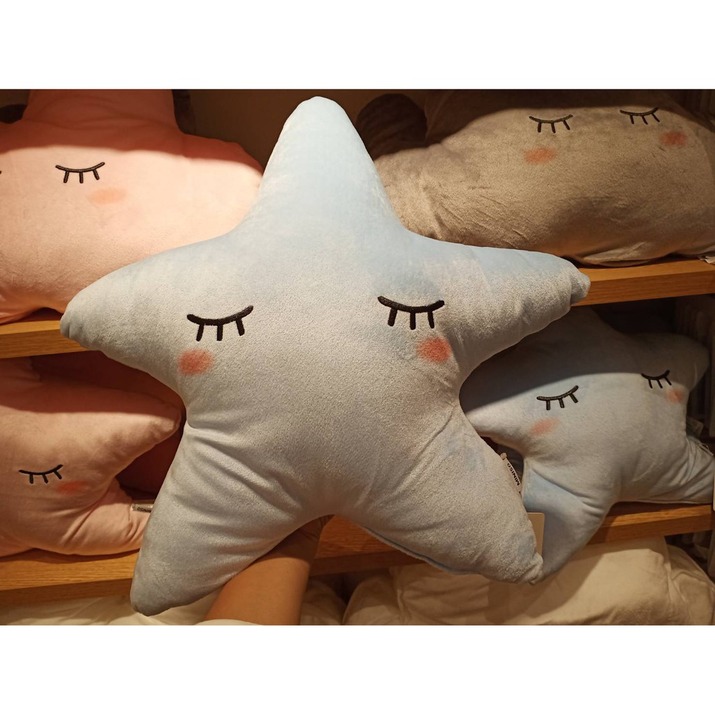 miniso-ตุ๊กตาหมอนรูปดาว-สีฟ้า-สีชมพู