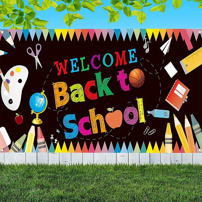 แบนเนอร์-welcome-back-to-school-banner-first-day-of-school-backdrop-banner-welcome-back-to-school-party-decorations-supplies