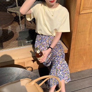 CHUUCHOP_ พร้อมส่ง(C6360)🏖🌼✨Boone flowers skirt กระโปรงยาวลายดอกไม้ มี2สี