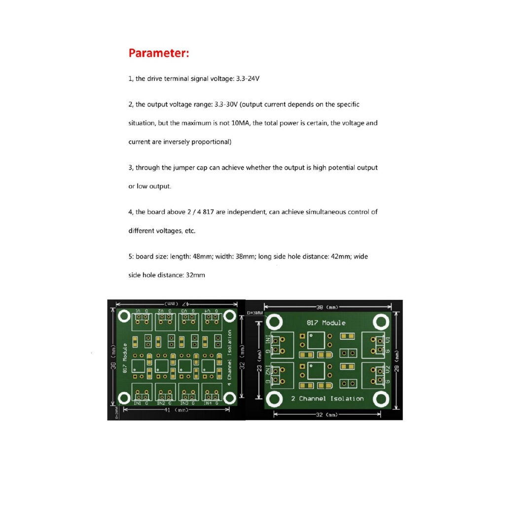 ภาพสินค้าPc817 3.6-30V 2 ช่อง ออปโต้คัปเปลอร์ แยกบอร์ด แรงดันไฟฟ้า แปลงโมดูลอะแดปเตอร์ จากร้าน kechengwei.th บน Shopee ภาพที่ 4