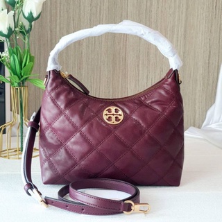 🎀 (สด-ผ่อน) กระเป๋าสีแดง CLARET 9 นิ้ว Tory Burch 87870 Willa Mini Hobo