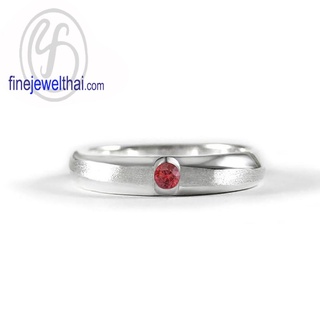 Finejewelthai-แหวนทับทิม-แหวนเงินแท้-แหวนพลอย-พลอยประจำเดือนเกิด-Ruby-Silver-Ring-R1247rb