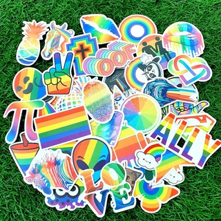 สติ๊กเกอร์ Rainbow LGBT Pride สีรุ้ง ติดแน่น กันน้ำ ติดกระเป๋า สเก็ตบอร์ต (50 ชิ้น) sticker
