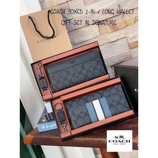 COACH BOXED 2-IN-1 LONG WALLET GIFT SET IN SIGNATURE