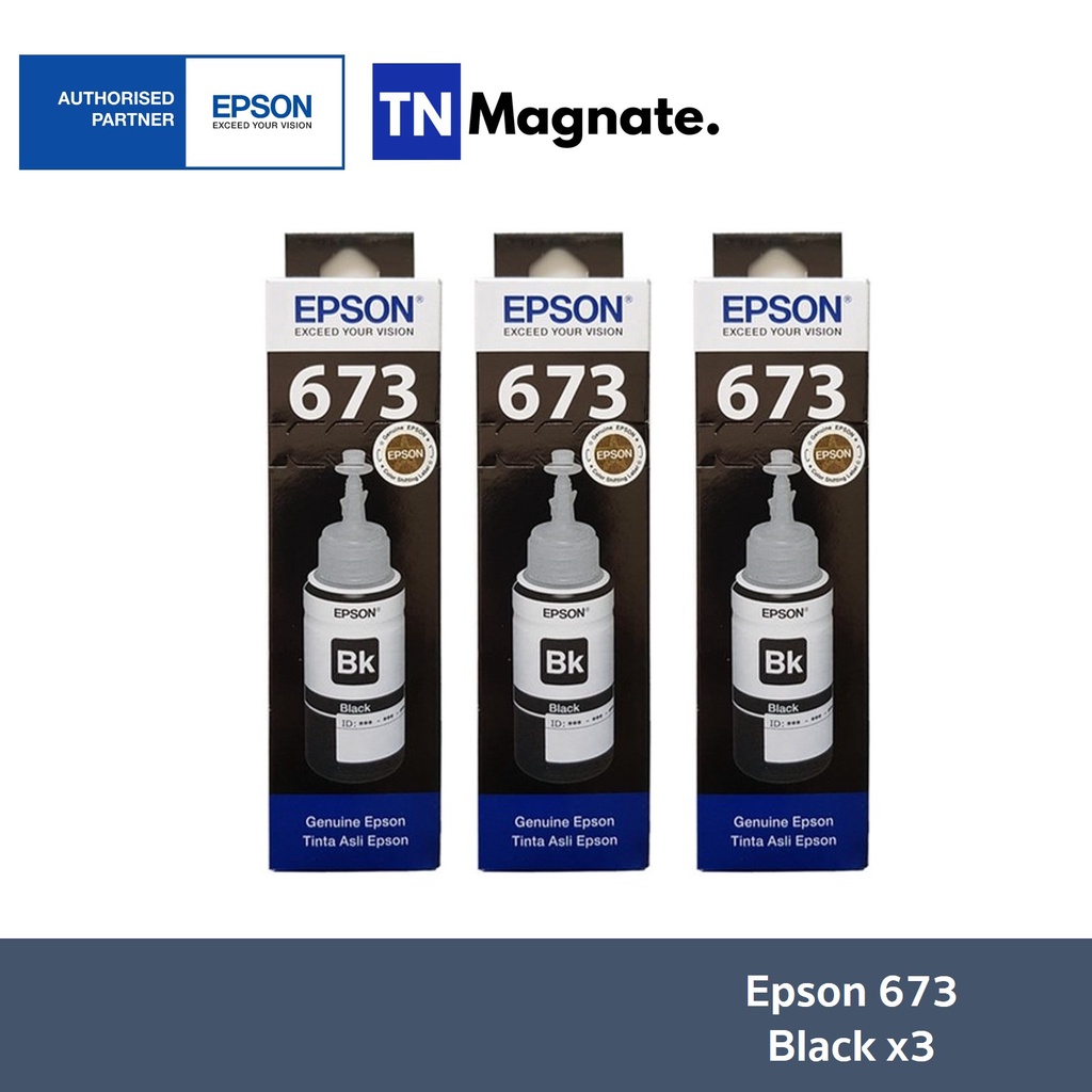 [หมึกพิมพ์] Epson 673 Ink BK T673100 70ml.(BLACK:สีดำ) - 3 ขวด | Shopee ...