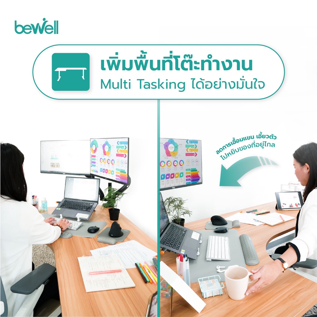 Bewell Ergonomic L-Shaped Desk โต๊ะปรับระดับไฟฟ้า รูปตัว L เข้ามุมได้ทั้ง 2 ฝั่ง รับประกัน 5 ปี