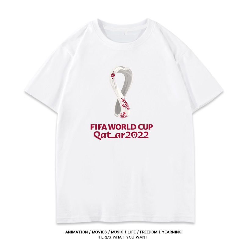 พร้อมส่ง-2022-fifa-world-cup-fans-memorial-shirt-couples-shirt-short-sleeve-round-neck-printed-t-shirt-football